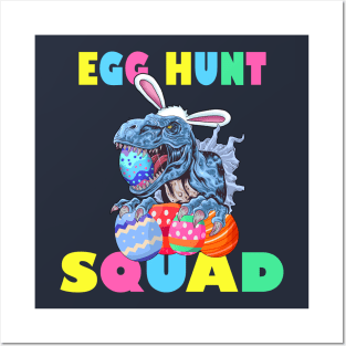 Easter Bunny Dinosaur T Rex Egg Hunt Squad Easter Kids Gift Posters and Art